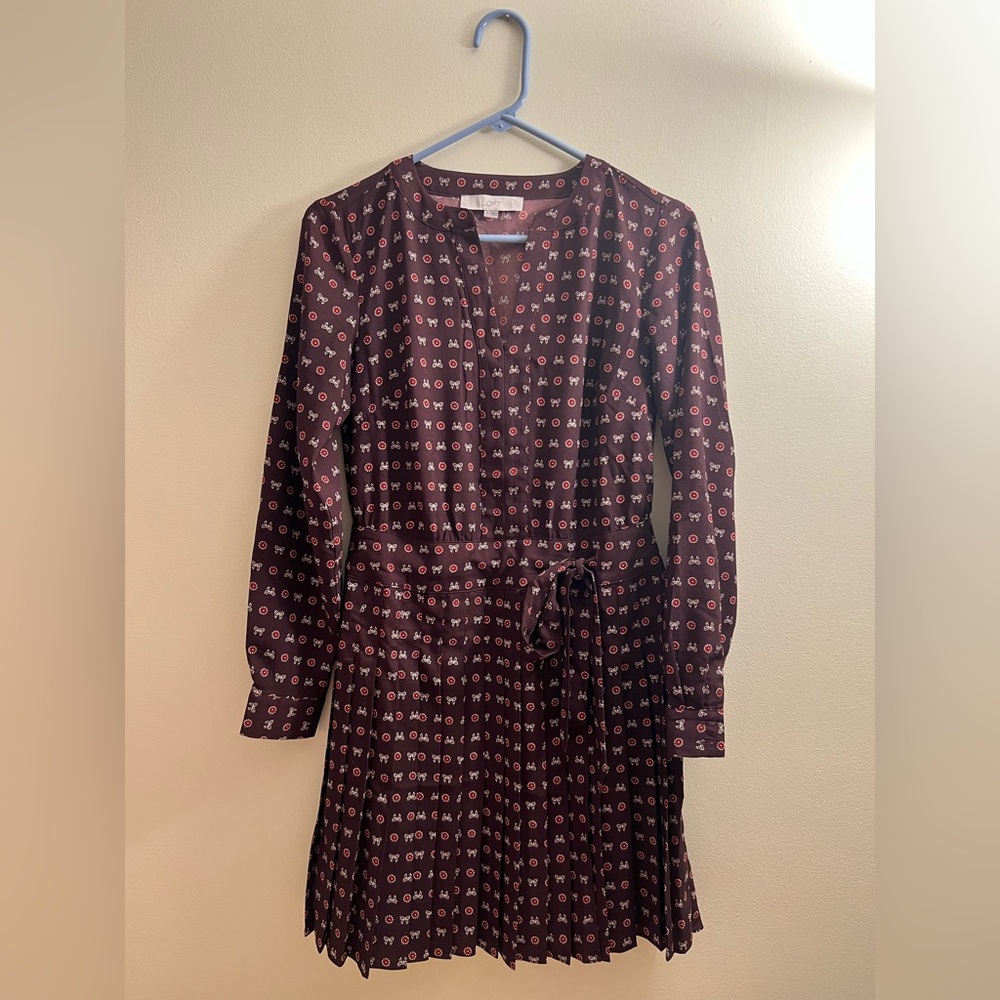 Loft Petite Bow Pleated Mini Dress